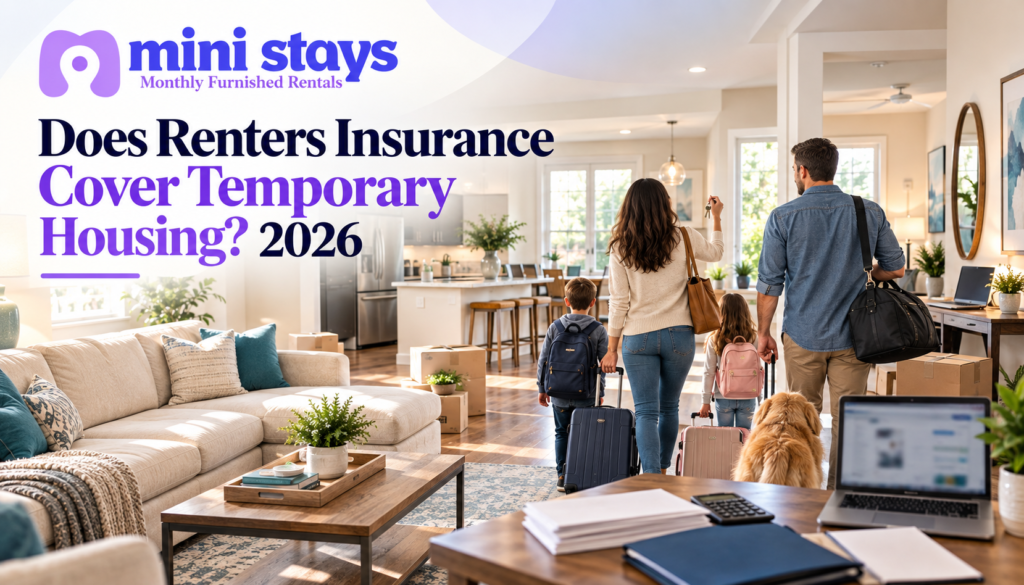 Does renters insurance cover temporary housing for furnished mid-term rental stays in 2026